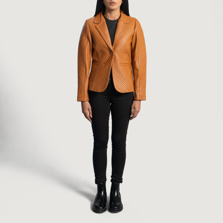 Women's+Cora+Quilted+Brown+Leather+Blazer+Full+Length-2-1664366074039