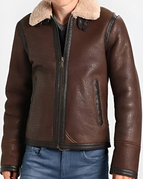 Men’s Brown Aviator Leather Jacket