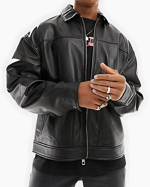 Men’s Oversized Black Leather Jacket