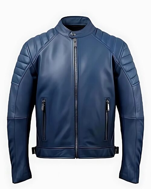 Motorcycle Men’s Blue Leather Jacket