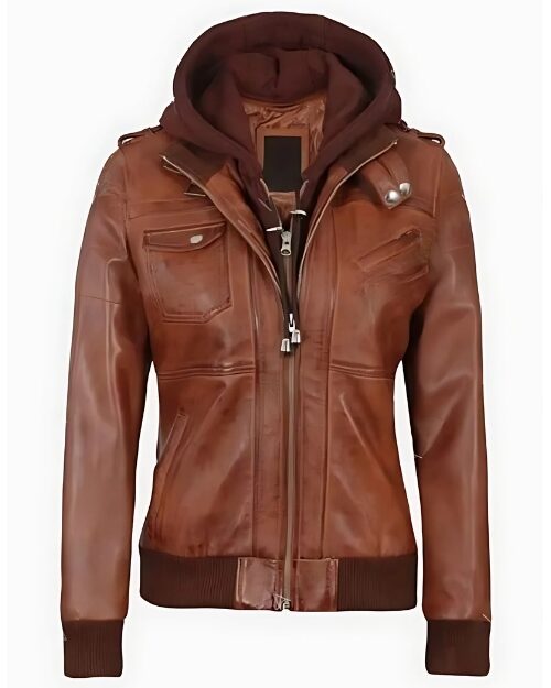 Oakleigh Hooded Leather Waxed Brown Fashion Jacket