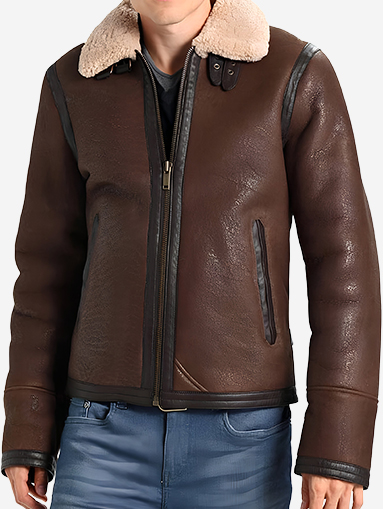 Men’s Brown Aviator Leather Jacket