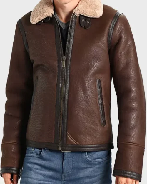 Men’s Brown Aviator Leather Jacket