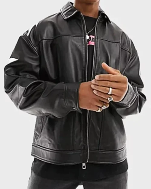 Men’s Oversized Black Leather Jacket
