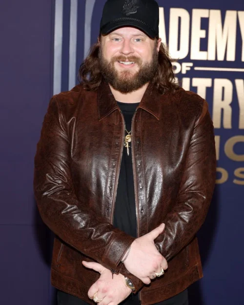 ACM Awards 2024 Nate Smith Brown Leather Jacket