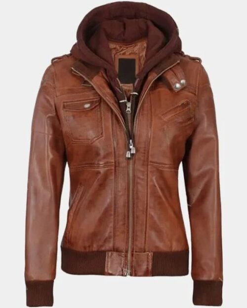 Oakleigh Hooded Leather Waxed Brown Fashion Jacket