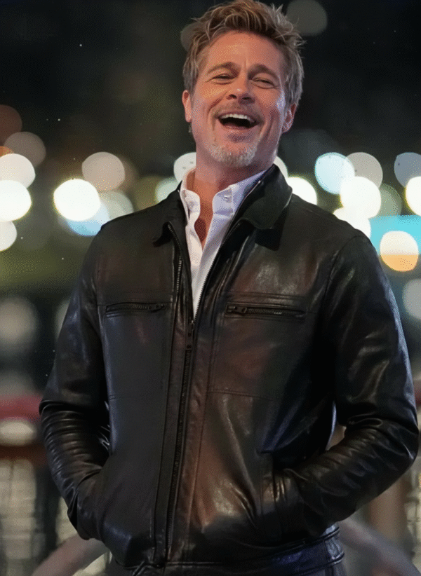 Wolves 2024 Brad Pitt Black Leather Jacket - Image 4