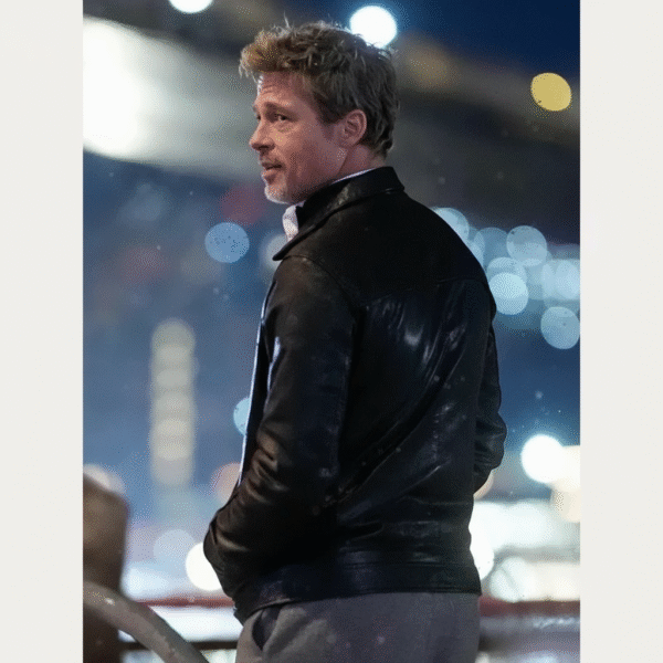 Wolves 2024 Brad Pitt Black Leather Jacket - Image 3