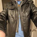 Dark Brown Hooded Leather Jacket For Men