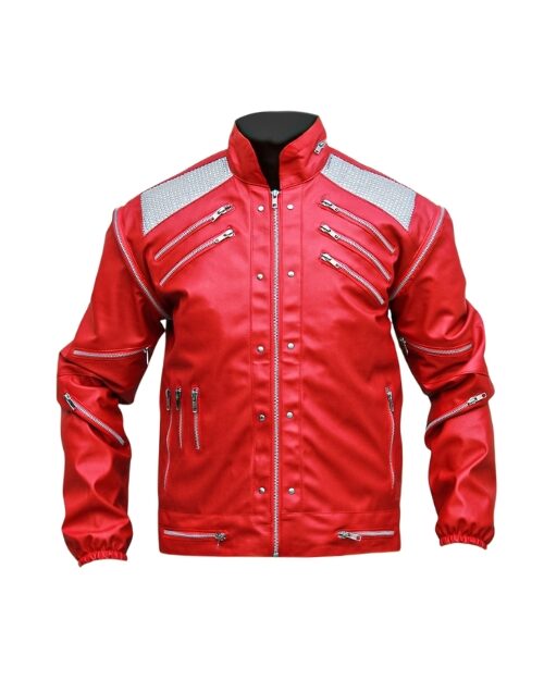 MJ Beat it Red Faux Leather Jacket