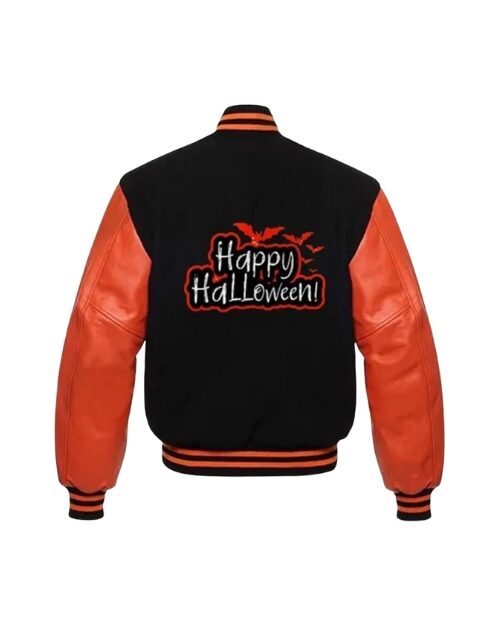 Printed Happy Halloween Leather Jacket