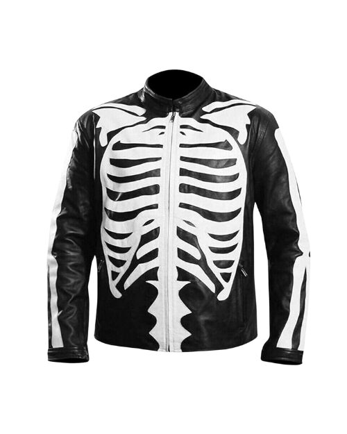 Halloween Special Skeleton Bones Faux Leather Jacket