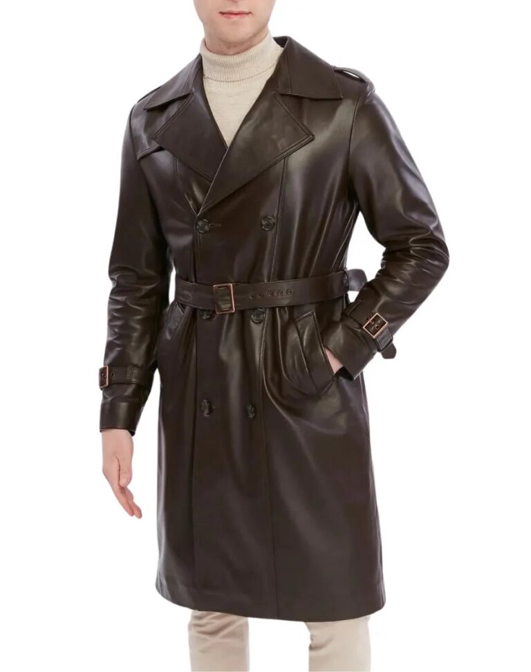 Men_sSamuraiBrownLeatherTrenchCoatfront3