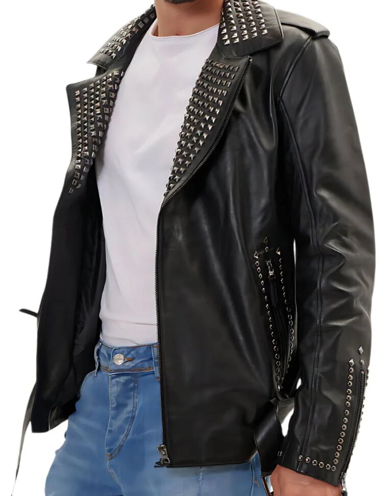 Men_sVeroBlackStuddedBikerLeatherJacketside