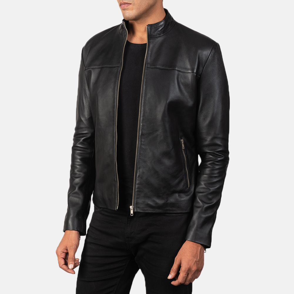 Mens Adornica Black Leather Jacket6045-3-1568634535435