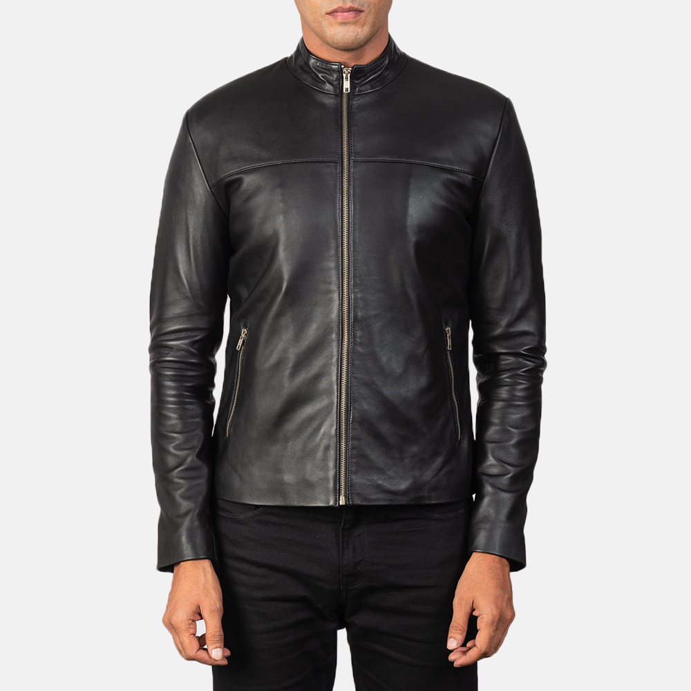 Mens Adornica Black Leather Jacket6048-5-1568634548993