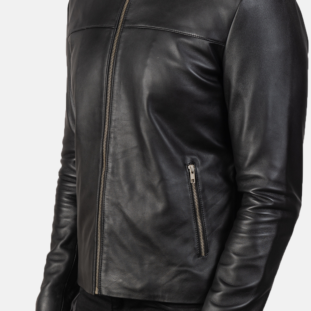 Mens Adornica Black Leather Jacket6050-9-1568634555944