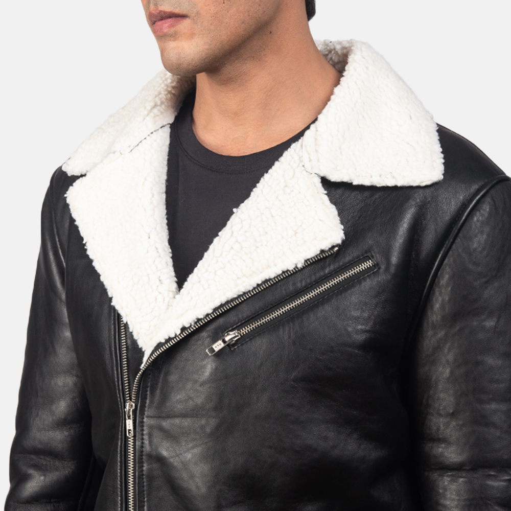 Mens Alberto White Shearling Black Leather Biker Jacket5-9-1557048494928