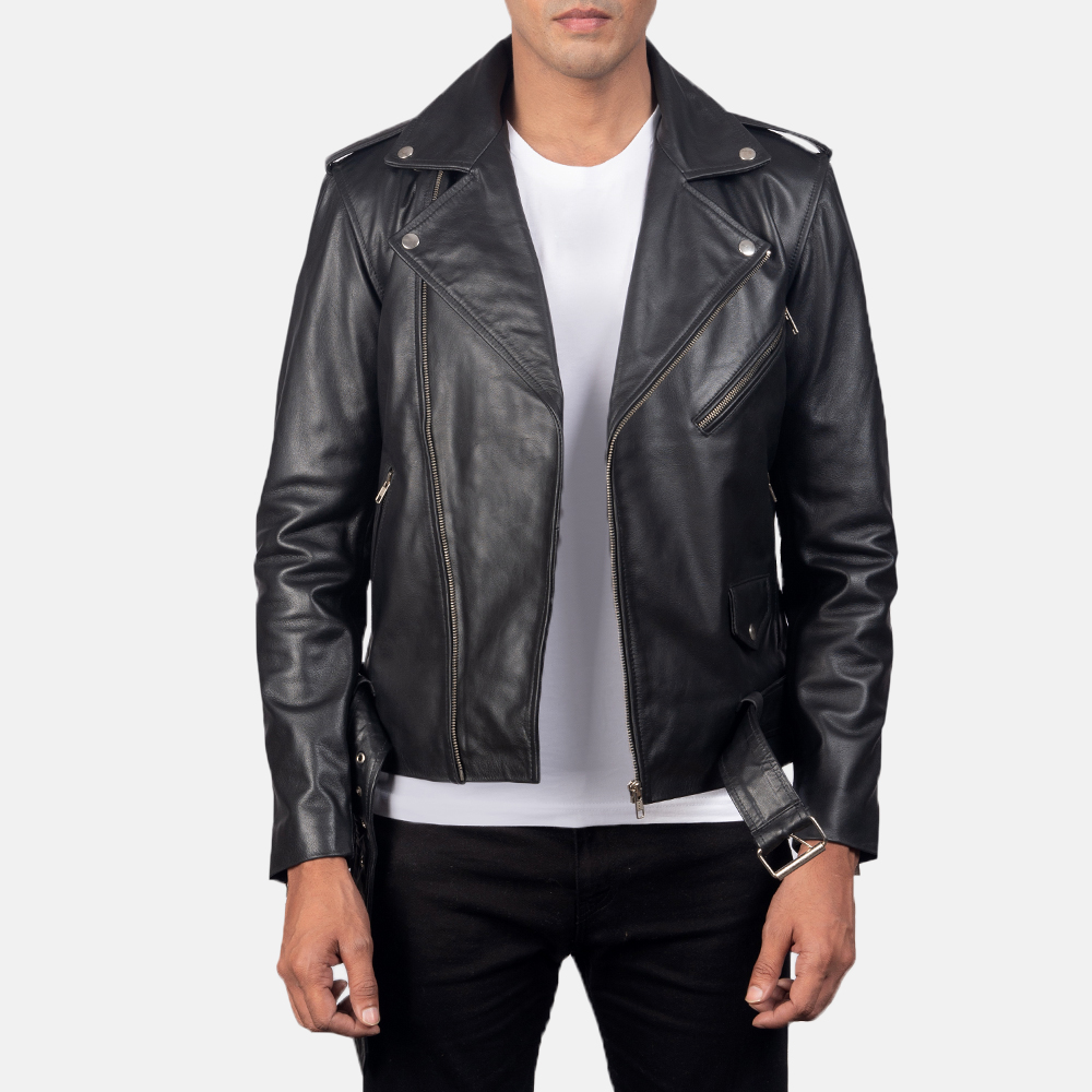 Mens Allaric Alley Black Leather Biker Jacket4700-4-1557196886965