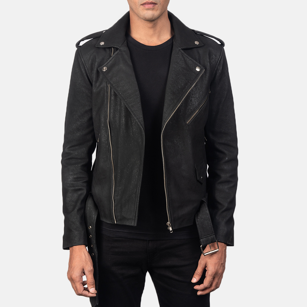 Mens Allaric Alley Distressed Black Leather Biker Jacket2-4-1557208850373