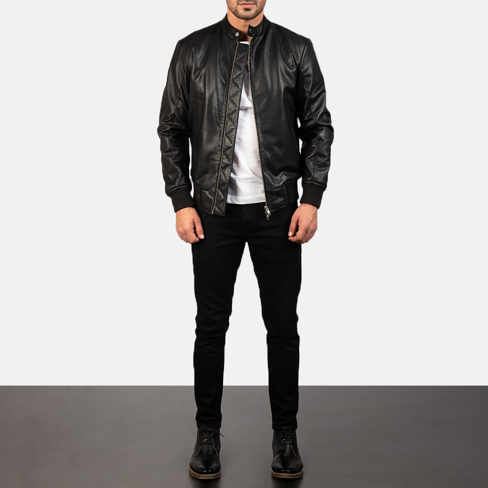 Mens Avan Black Leather Bomber Jacket8109-2-1580711080793