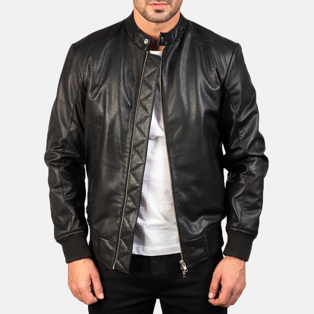 Mens Avan Black Leather Bomber Jacket8110-4-1580711093763