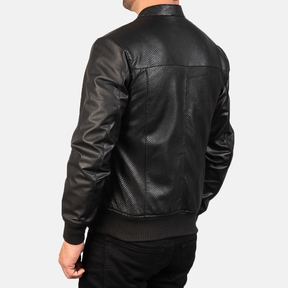 Mens Avan Black Leather Bomber Jacket8113-8-1580711102295