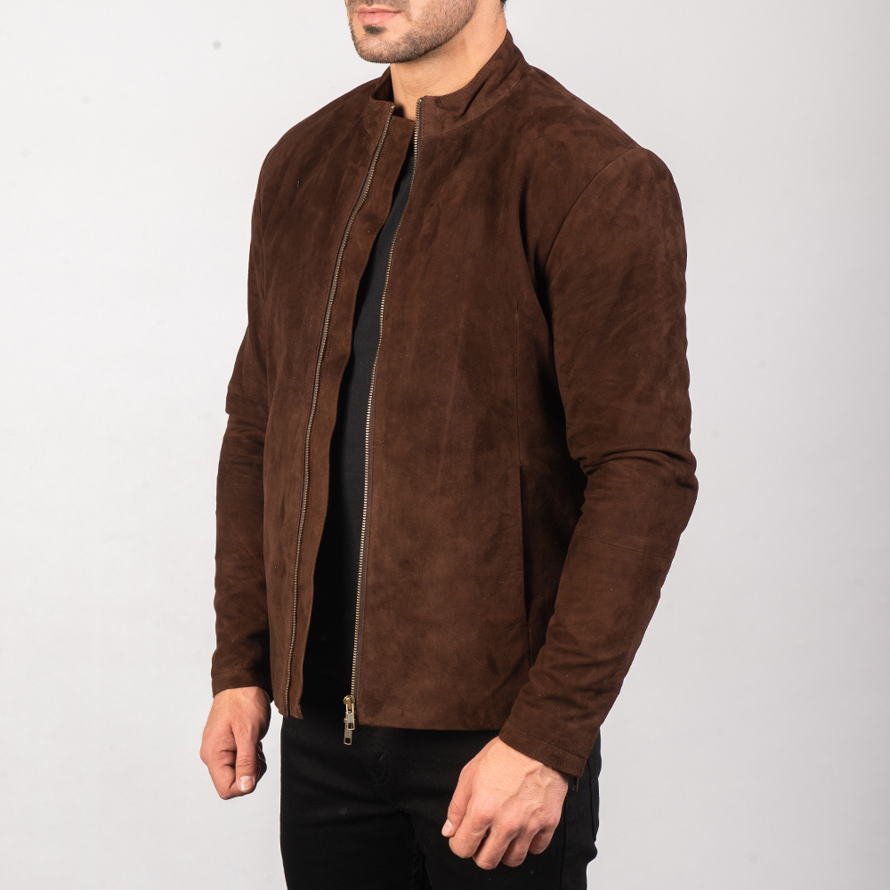 Mens Charcoal Mocha Suede Biker Jacket7860-3-1577529093380