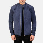 Thorne Navy Blue Suede Biker Jacket