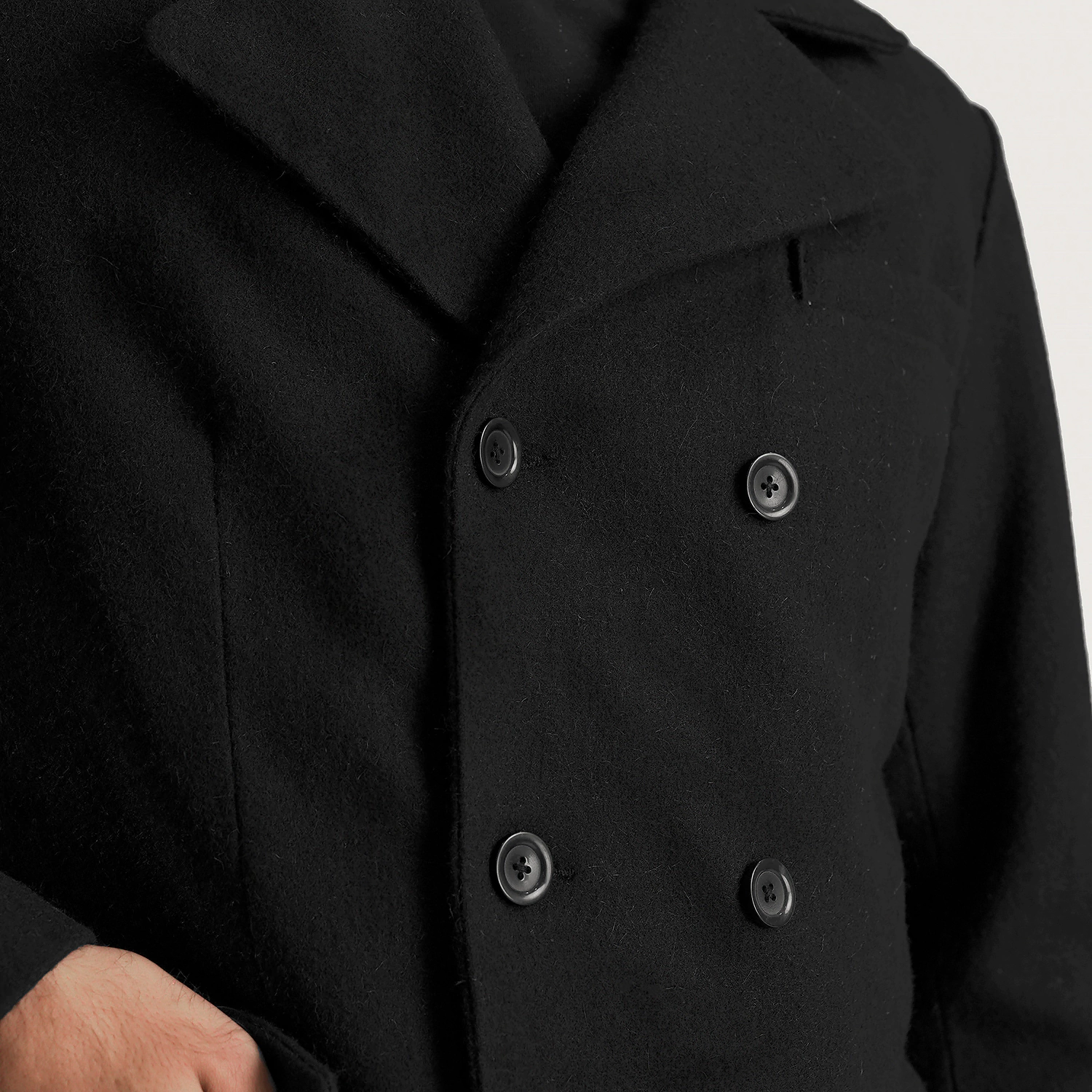 Mens Claud Black Wool Double Breasted Coat Close-Up-9-1700233349227.webp