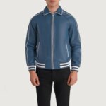 Cooper Blue Leather Varsity Jacket