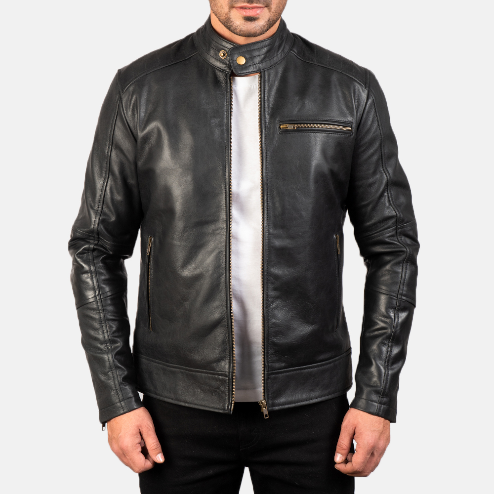 Mens Dean Black Leather Biker Jacket8099-4-1577697749863