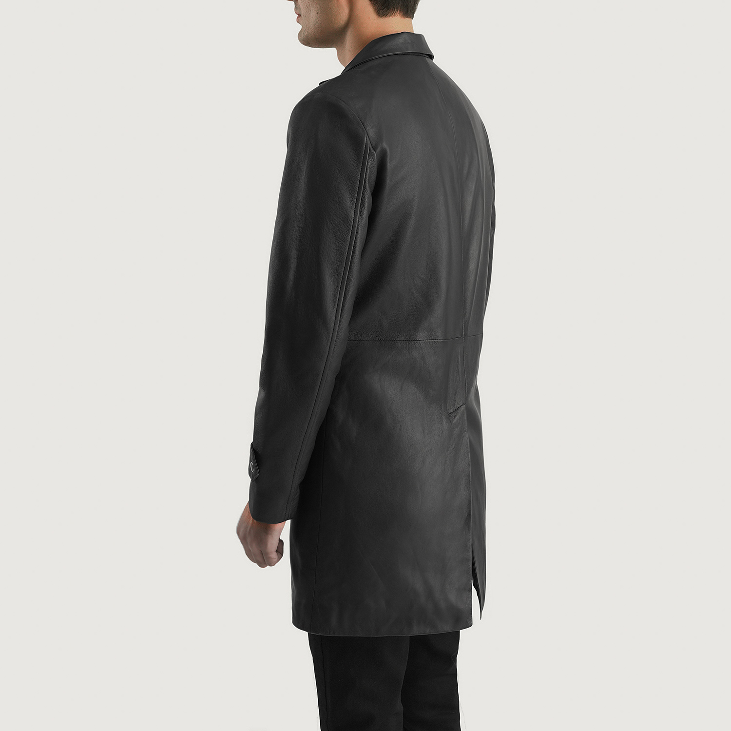 Mens Infinity Black Leather Coat Tilted Back-8-1700483264577.webp