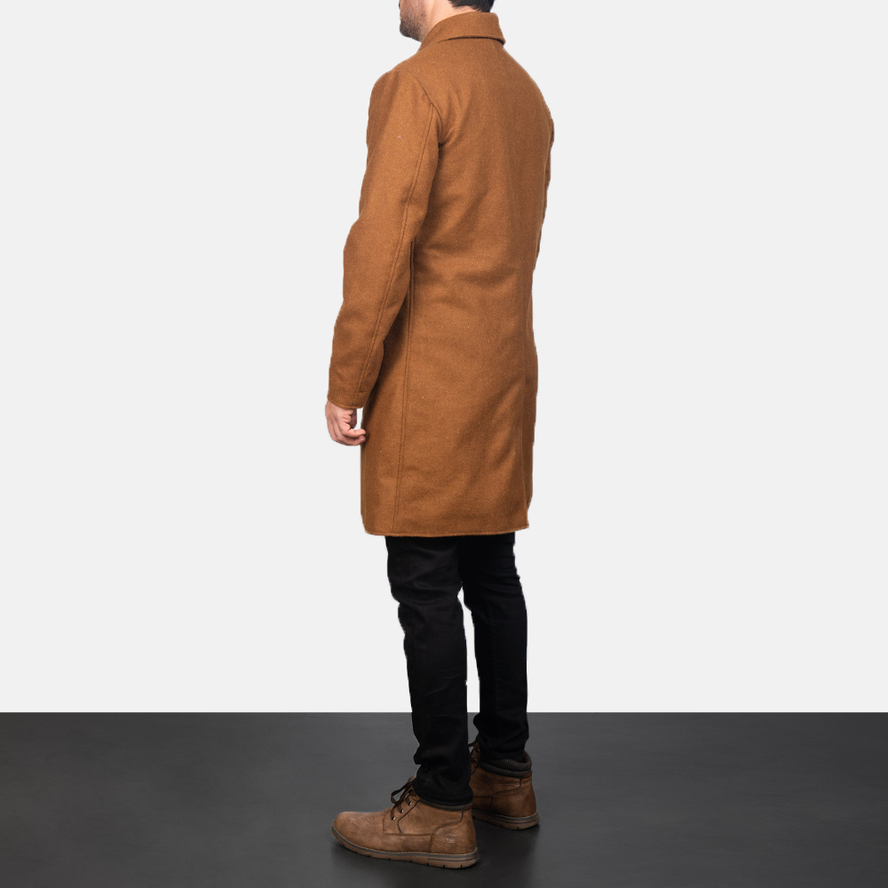 Mens Khaki Single Breasted Wool Coat1139-8-1599287367972