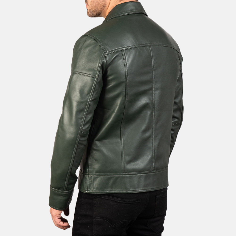 Mens Lavendard Green Leather Biker Jacket7680-8-1577521700126