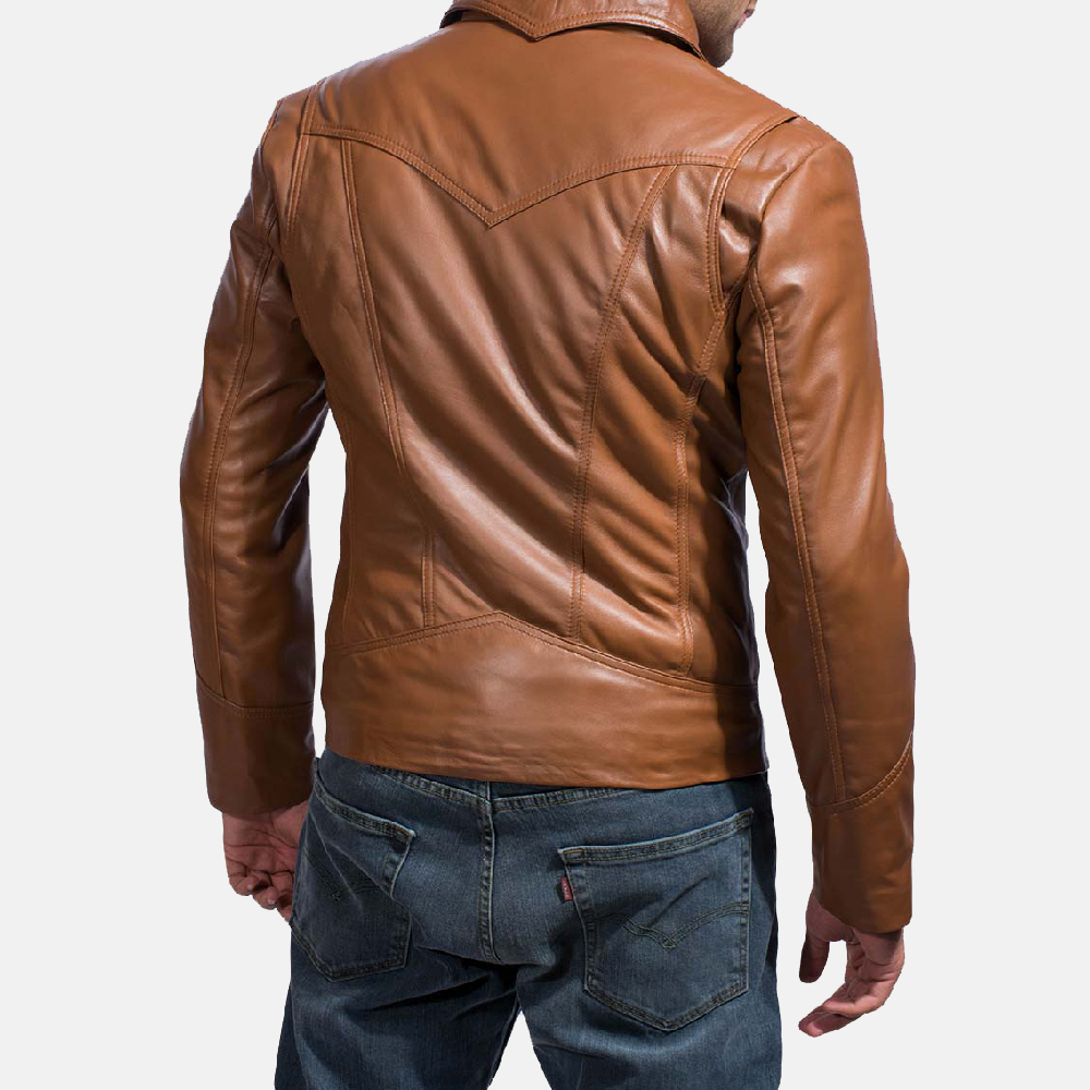 Mens Old School Brown Leather Jacket 4-1491382349718