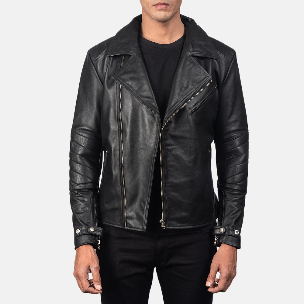 Mens Raiden Black Leather Biker Jacket4364-4-1557059059815