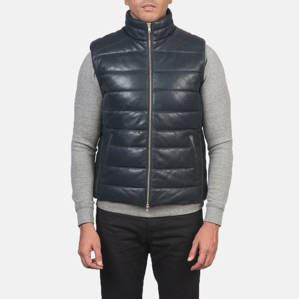 Mens Reeves Blue Leather Puffer Vest_3866-5-1618227030145