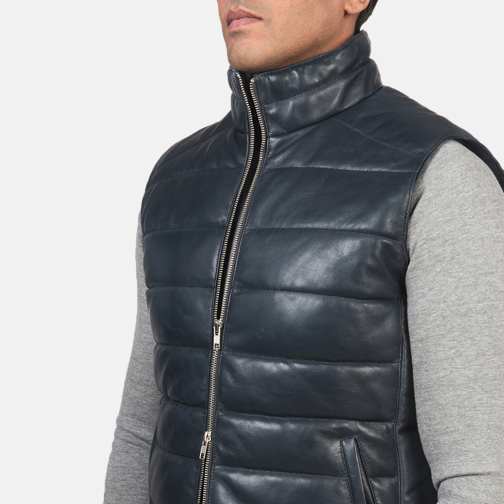 Mens Reeves Blue Leather Puffer Vest_3867-9-1618227036693