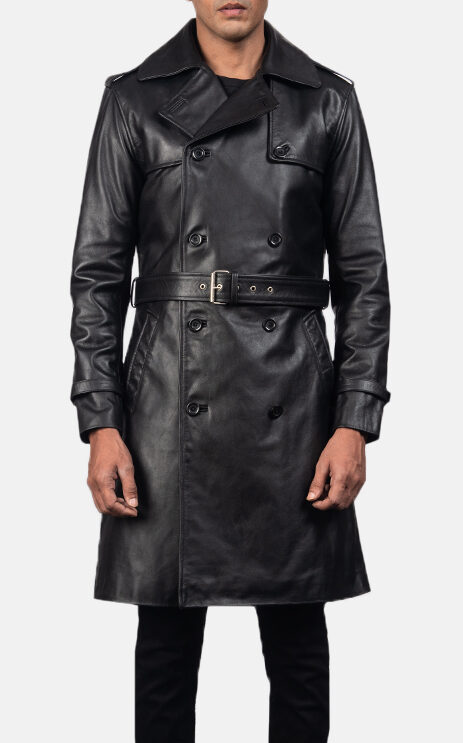 Mens Royson Black Leather Duster Coat4491-5-1557206670921