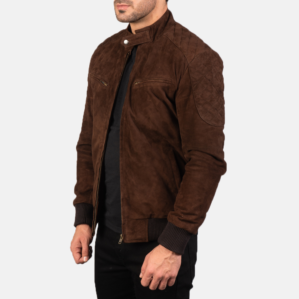 Mens Sven Mocha Suede Bomber Jacket7834-3-1577528230236