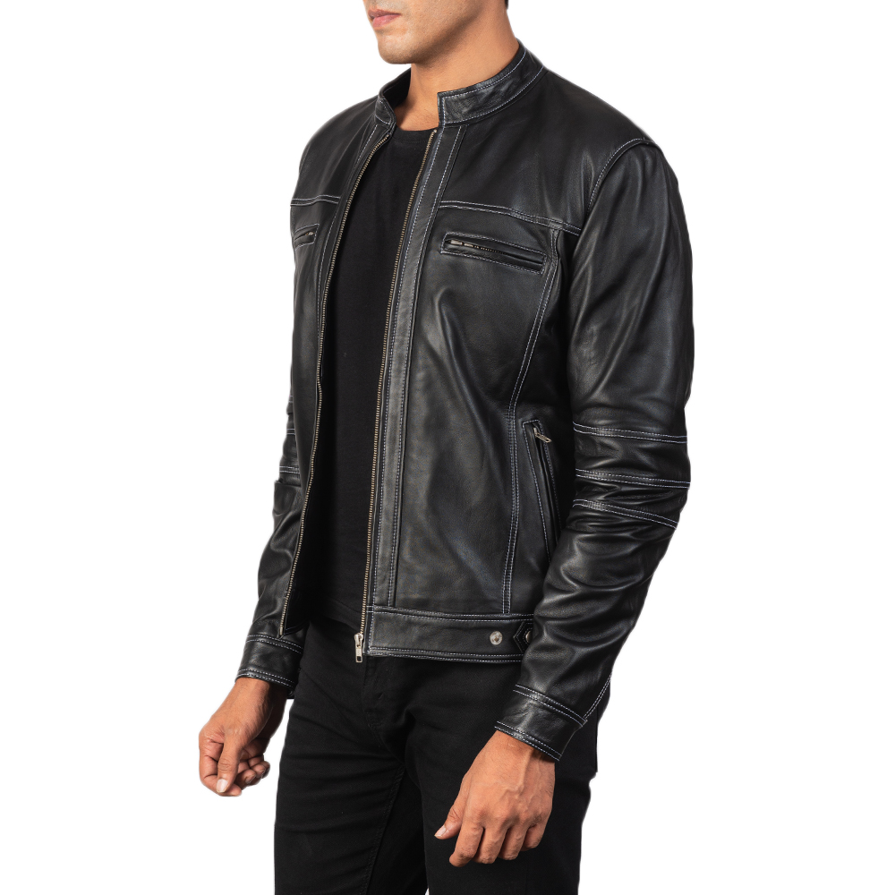 Mens Youngster Black Leather Biker Jacket6180-3-1568637555173