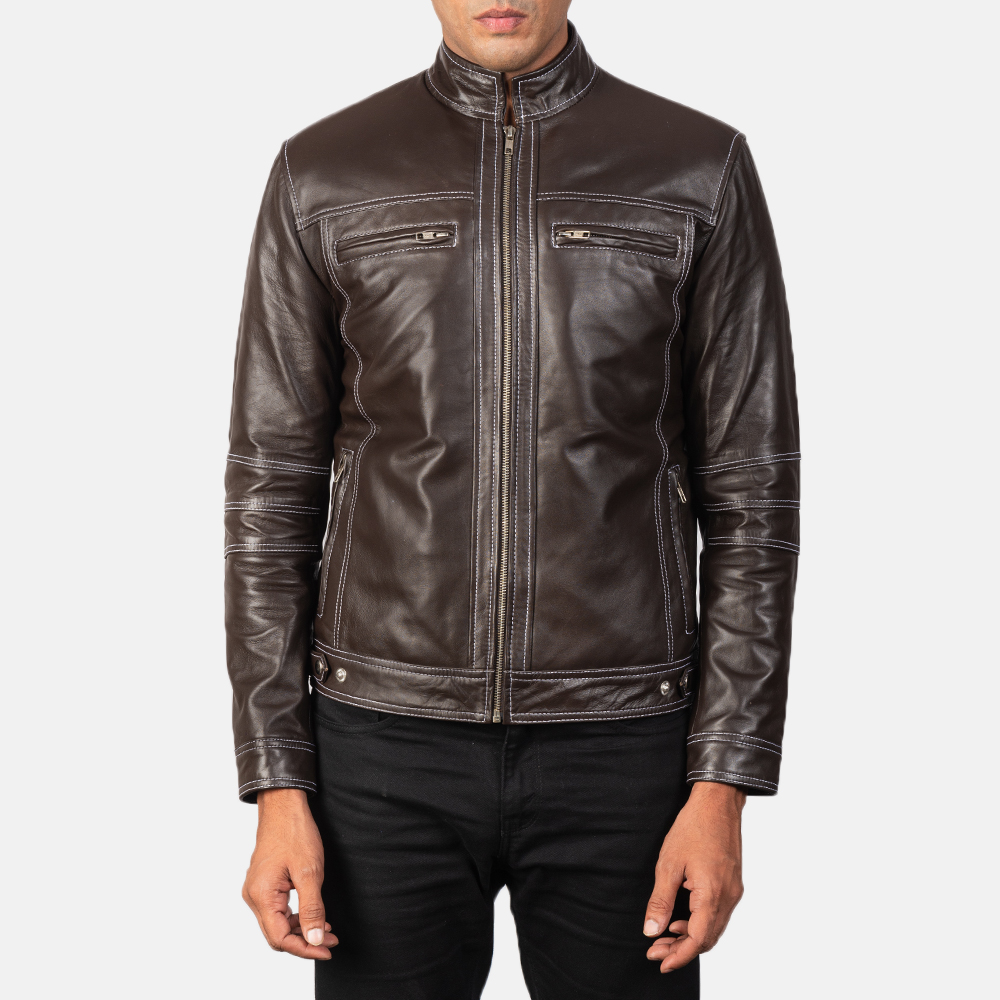 Mens Youngster Brown Leather Biker Jacket6344-5-1568716262385