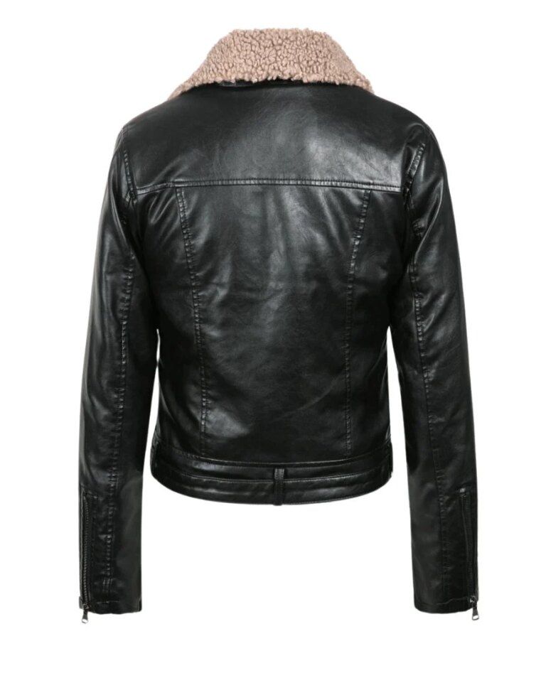 Women_sValentinaFauxShearlingBlackBikerLeatherJacketBack
