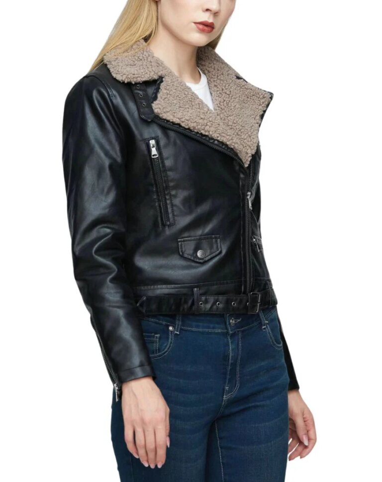 Women_sValentinaFauxShearlingBlackBikerLeatherJacketSide