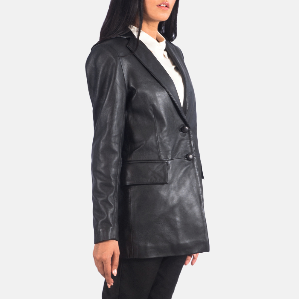 Womens Marilyn Black Leather Blazer_5141 copy-3-1623145474416